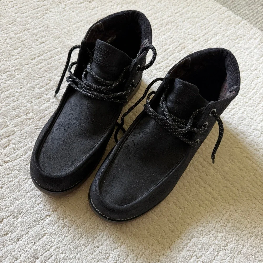 Skechers BOBS Skipper Tide Pool Black Ankle Boots Memory Foam 114718 Womens 8.5